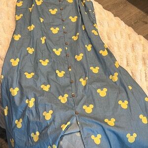 PatPat Blue and Yellow A-Line Midi Skirt with Slit